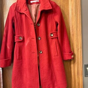 Kenneth Cole Women's Vibrant Red Pea Coat